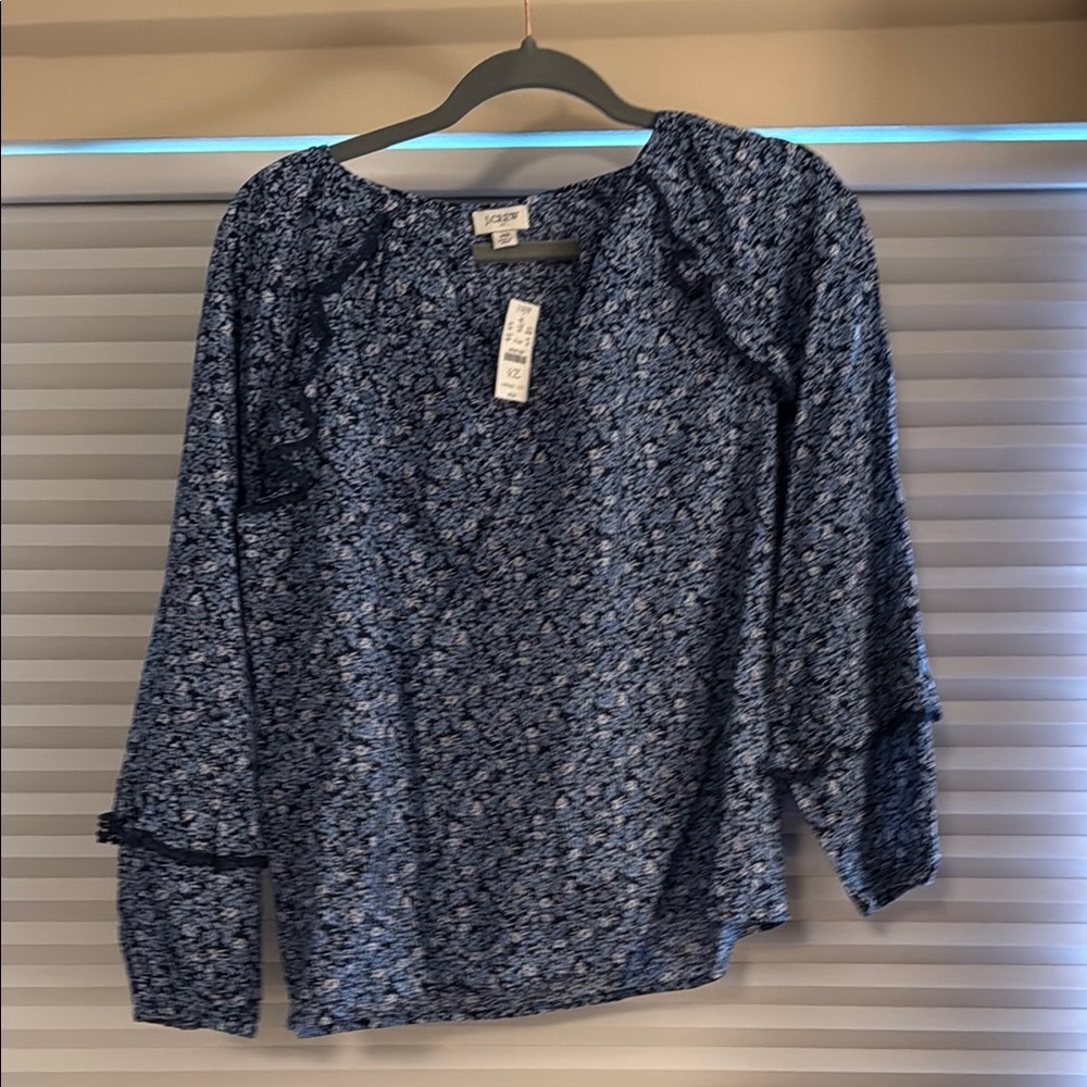 Jones New York Women's Blue Floral Top